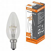 Лампа накаливания Свеча прозрачная 60 Вт-230 В-E14 |  код. SQ0332-0011 |  TDM